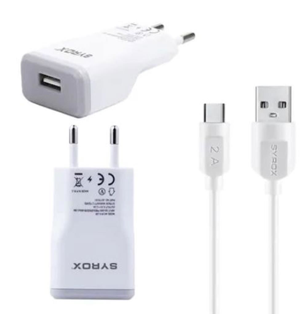 Syrox Type-C Hızlı Şarj Duvar Şarjı ve Type C Usb kablo / 2.0 MaH J28