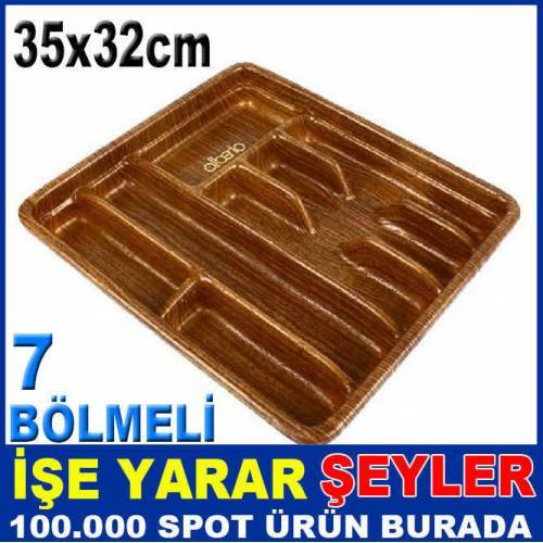 7 Bölmeli Ahşap Görünümlü Çekmeceiçi Kaşıklık