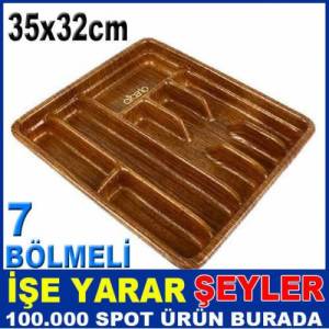 7 Bölmeli Ahşap Görünümlü Çekmeceiçi Kaşıklık