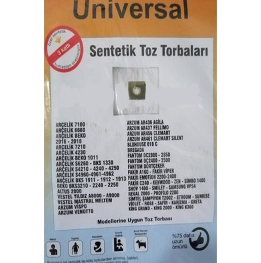 Abnturk  Özel Üretim 10 Adet ARZUM AR436 Süpürge Toz Torbası Toz Salımı Sıfır Düzeyinde 3 Kat Elyaf