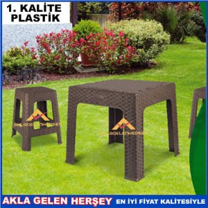 HASIR MODEL RATTAN GÖRÜNÜMLÜ DÖRT KÖŞE SEHPA