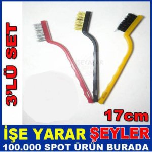 27x4,5cm 3 Parça Plastik Saplı Tel Fırça Seti