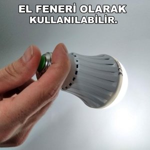 8W ŞARJLI LED AMPUL AKILLI ACİL DURUM LAMBASI