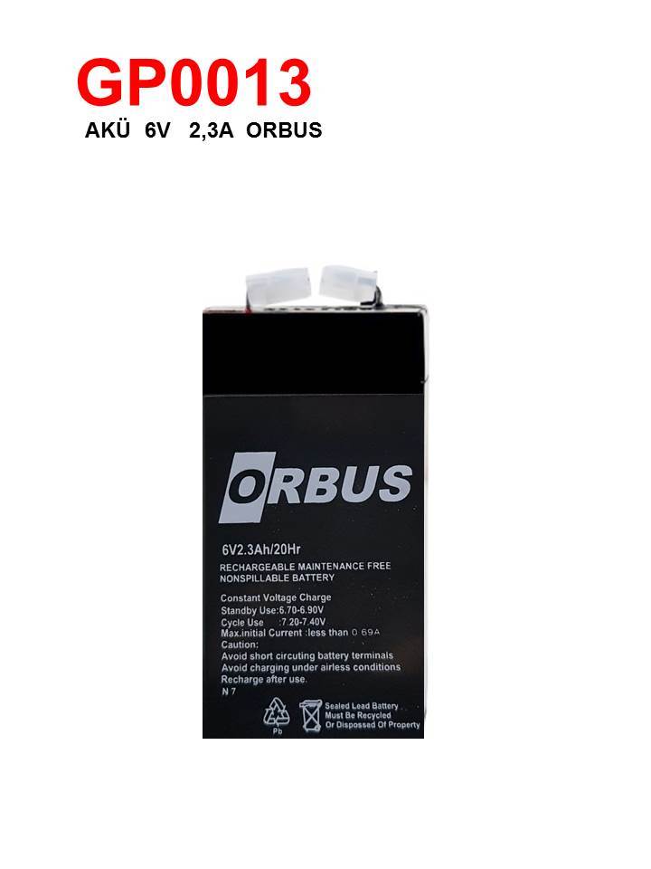 Orbus Bakımsız Kuru Akü 6V 2,3Ah Kaliteli ve Garantili Şarj Edilebilir Akü