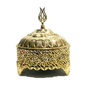 14 cm. İÇİ AYNALI KARARMAZ KAPLAMALI GOLD - ALTIN RENK METAL ŞEKERLİK