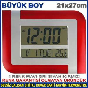 Büyük boy büyük rakamlı Dijital duvar saati KK5887 termometre,alarm LCD ekran dijital takvim 27x23cm