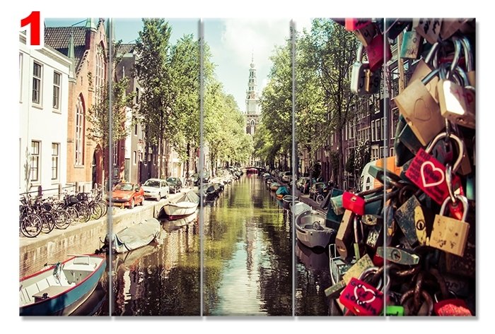 AMSTERDAMDA YAZ 7 STİL 5 PARÇALI KANVAS TABLO