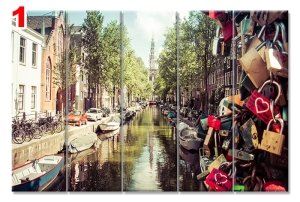 AMSTERDAMDA YAZ 7 STİL 5 PARÇALI KANVAS TABLO