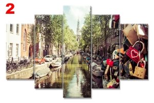 AMSTERDAMDA YAZ 7 STİL 5 PARÇALI KANVAS TABLO