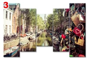 AMSTERDAMDA YAZ 7 STİL 5 PARÇALI KANVAS TABLO
