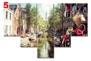 AMSTERDAMDA YAZ 7 STİL 5 PARÇALI KANVAS TABLO
