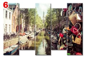 AMSTERDAMDA YAZ 7 STİL 5 PARÇALI KANVAS TABLO