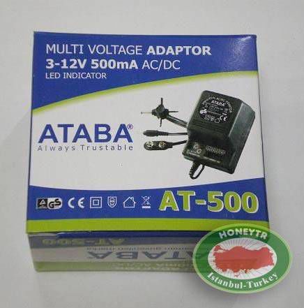 ATABA AT-500 500mA 12W, 0-12V Ayarlı Adaptör