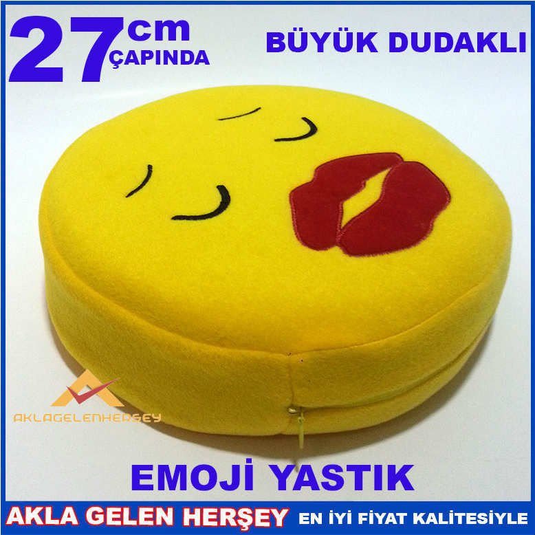 BÜYÜK DUDAK DESENLİ SARI DEKORATİF EMOJİ YASTIK