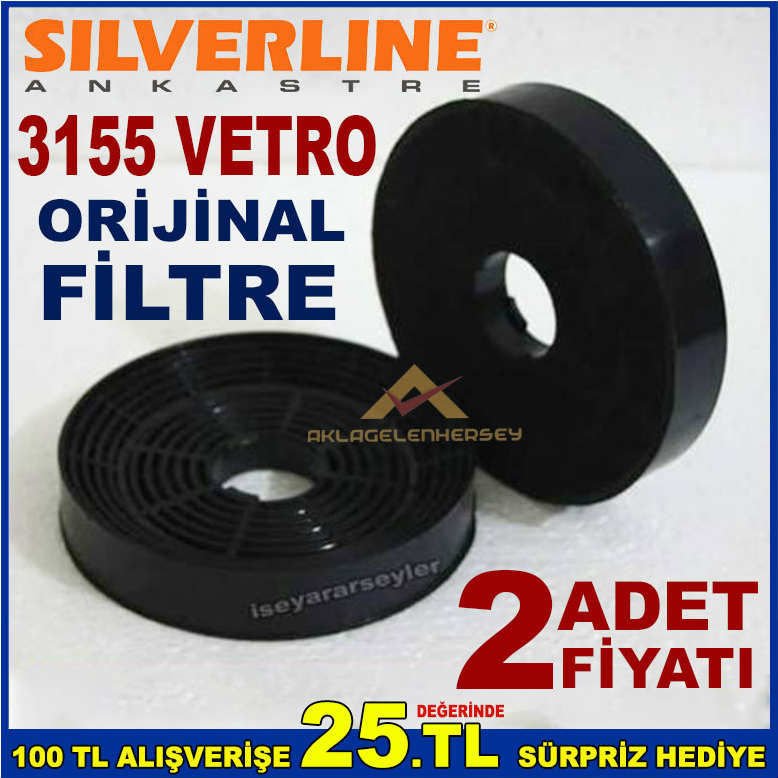 SILVERLINE 3155 VETRO ANKASTRE DAVLUMBAZ FİLTRESİ SILVERLINE 3155 VETRO ASPİRATÖR KARBON FİLTRE