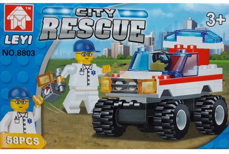 58 Parça Eğitici Oyuncak City Rescue Lego Blokları Oyuncak Lego Araba ve Karakterler