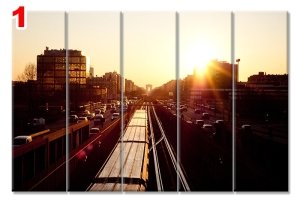 AKSAMUSTU SEHIR SILUETI 7 STİL 5 PARÇALI KANVAS TABLO