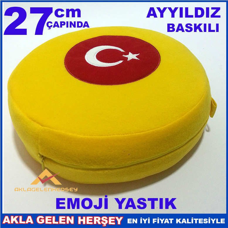 AYYILDIZ DESENLİ SARI DEKORATİF EMOJİ YASTIK