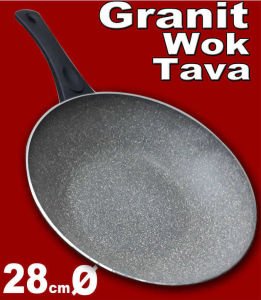 Granit Vog tava,28cm alüminyum üzeri granit kaplı wok tava - Hesapyolu.com
