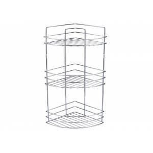 Paslanmaz Çelik Krom Banyo Köşesi 3 Katlı Şampuanlık 21x21x52cm Port Raf Sistemi Metal Banyo Rafı