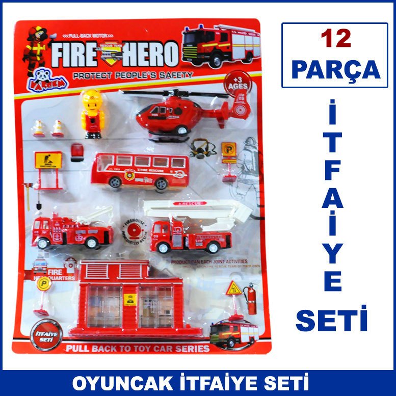 12 Parça İtfaiye Seti Oyuncağı - Mesleki Oyuncak Setleri - Kaliteli ve Dayanıklı