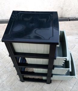 Büyük Boy Flamingo Desen 4 Çekmeceli Tekerlekli Komidin Yükseklik 93cm 43x38 Demonte Dolap Raf