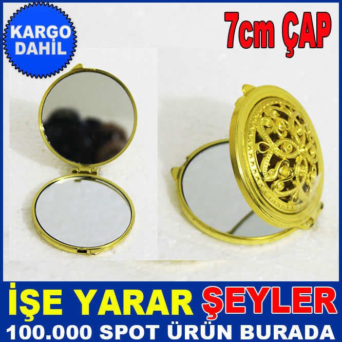 ÇİFT TARAFLI ALTIN RENKLİ PLASTİK EL AYNASI KD