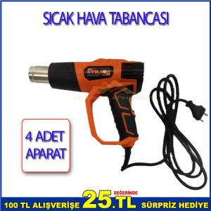 ELEKTRİKLİ 2000W GÜCÜNDE KOLAY KULLANIMLI 4 ADET APARAT VE ÇANTA HEDİYELİ SICAK HAVA TABANCASI -2