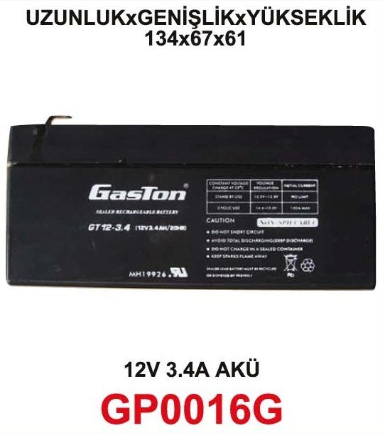 Gaston Bakımsız Kuru Akü 12V 3,4Ah Kaliteli ve Garantili Şarj Edilebilir Akü