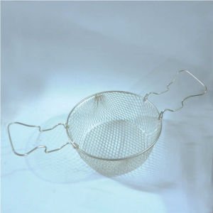 20cm Çapında 8,5cm Derinliğinde Çift Kulplu Galvaniz Kaplama Fritöz Sepeti - Tencere İçi Süzgeç