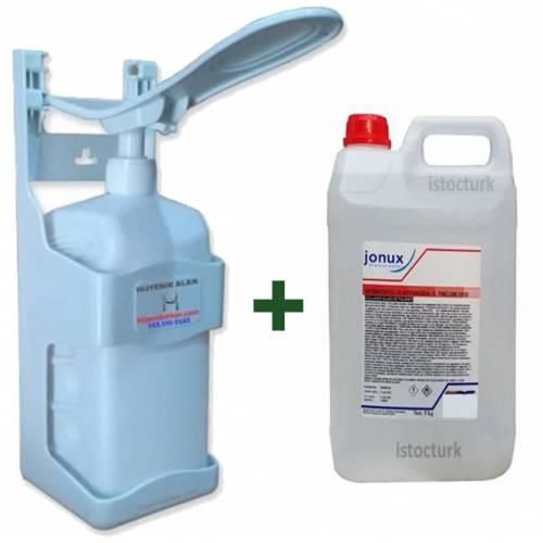 1 Litre Jonux Dezenfektan Sıvı hediyeli El Dezenfektan Makinesi Dispenser Duvar Aparatı+Pompalı Şişe