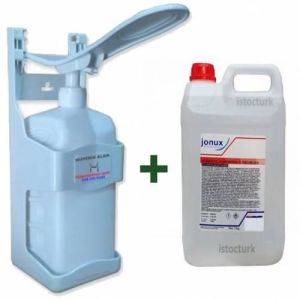 1 Litre Jonux Dezenfektan Sıvı hediyeli El Dezenfektan Makinesi Dispenser Duvar Aparatı+Pompalı Şişe