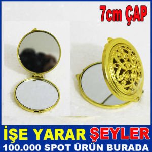 ÇİFT TARAFLI ALTIN RENKLİ PLASTİK EL AYNASI