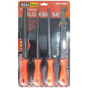 Real Özs 4lü Profesyonel 30cm Uzunluğunda Plastik Saplı Eğe Seti 1. Kalite 4 Farklı Eğe