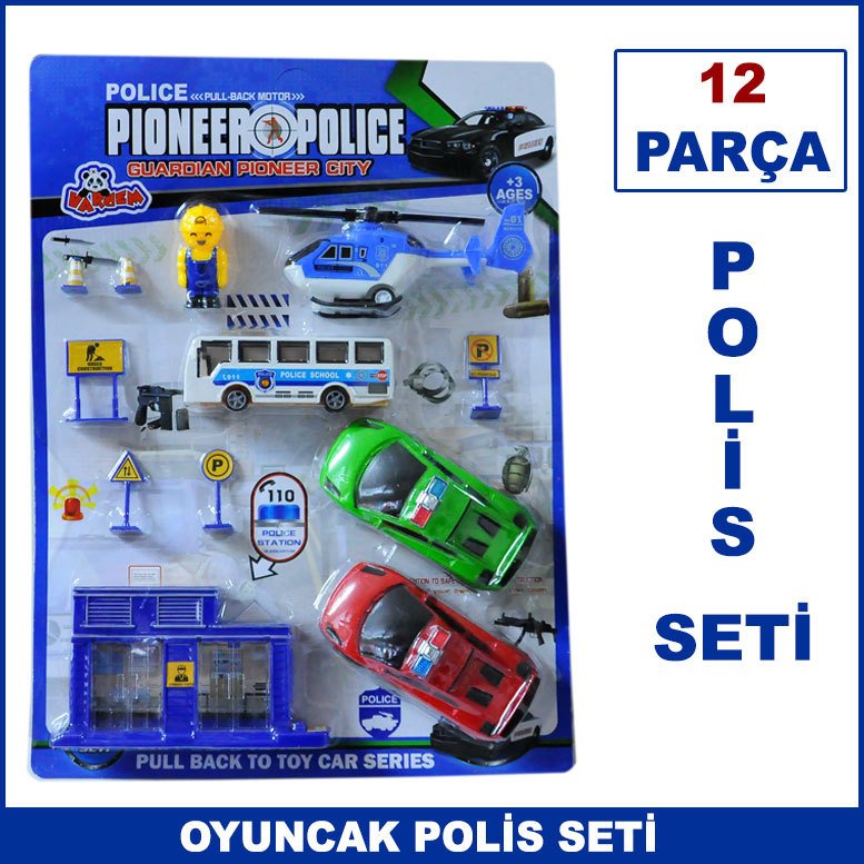 12 Parça Polis Seti Oyuncağı - Mesleki Oyuncak Setleri - Kaliteli ve Dayanıklı
