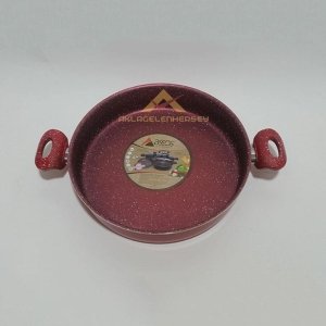 CAM KAPAKLI 32 CM ÇAPINDA YANMAZ YAPIŞMAZ GRANİT TENCERE