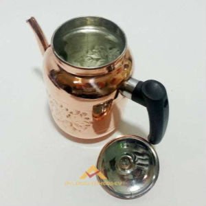 EL İŞİ ÇEKİÇ DÖVME %100 BAKIR DEMLİK İÇ YÜZEYİ KALAYLI OSMANLI TİPİ KAHVECİ TİPİ ÇAY DEMLİĞİ 1500mL