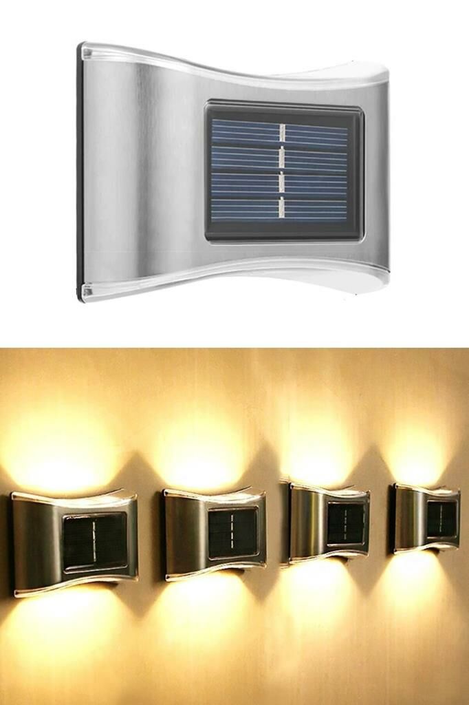 Modern 6ledli  Solar Duvar Lamba Dekorasyon Aydınlatma Aplik Güneş Enerji Gün Işığı 2 Li Set