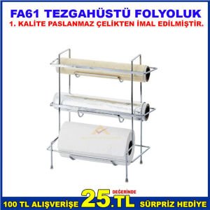 FA61 TEZGAHÜSTÜ FOLYOLUK ÜÇ KATLI 1.SINIF PASLANMAZ ÇELİKTEN İMAL EDİLMİŞTİR