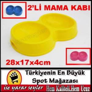 28x17cm ÇİFT BÖLMELİ KEDİ KÖPEK MAMA KABI