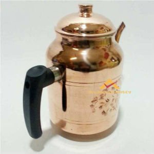 EL İŞİ ÇEKİÇ DÖVME %100 BAKIR DEMLİK İÇ YÜZEYİ KALAYLI OSMANLI TİPİ KAHVECİ TİPİ ÇAY DEMLİĞİ 2500mL