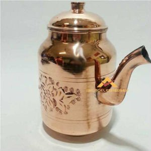 EL İŞİ ÇEKİÇ DÖVME %100 BAKIR DEMLİK İÇ YÜZEYİ KALAYLI OSMANLI TİPİ KAHVECİ TİPİ ÇAY DEMLİĞİ 2500mL