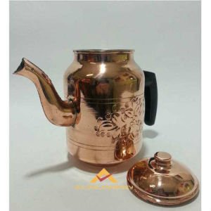 EL İŞİ ÇEKİÇ DÖVME %100 BAKIR DEMLİK İÇ YÜZEYİ KALAYLI OSMANLI TİPİ KAHVECİ TİPİ ÇAY DEMLİĞİ 2500mL