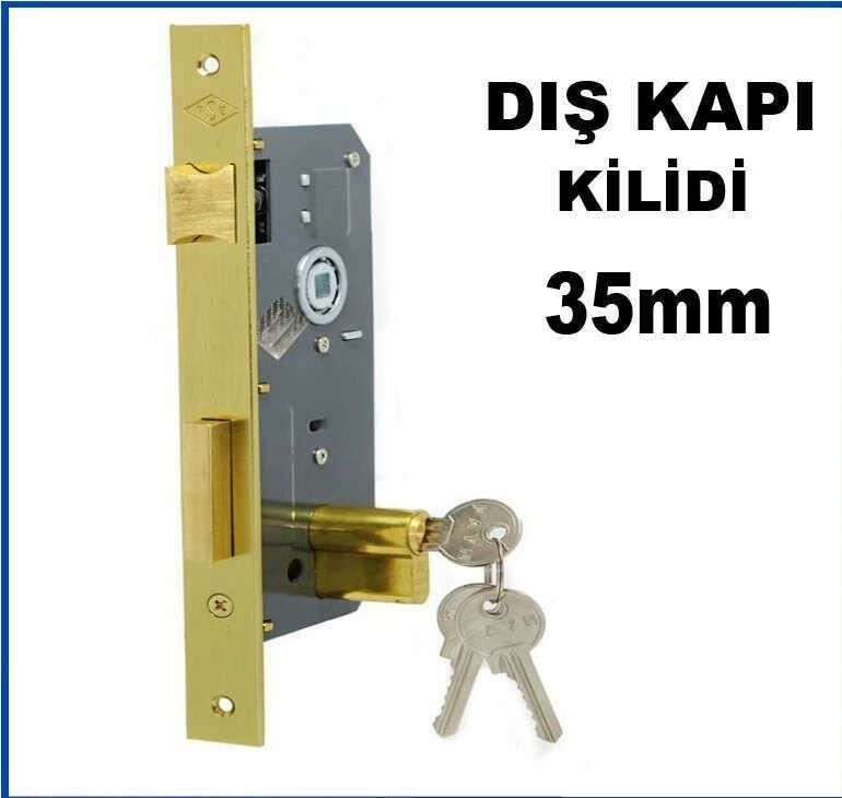 SİLİNDİRLİ GÖMME DIŞ KAPI KİLİDİ VE BAREL 35mm
