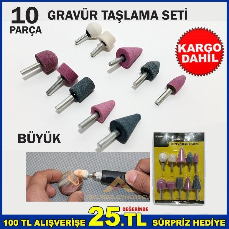 10p DEĞİŞİK ŞEKİLLERDE HOBİ GRAVÜR TAŞLAMA SETİ