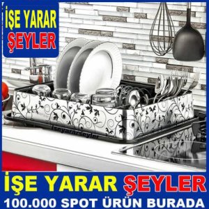 Desenli Tabaklık Kaşıklık Enşık Bulaşık Standı