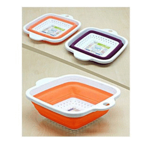 Katlanabilir Akordiyon Kare Süzgeç Dekoratif Kap Asorti