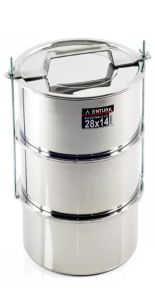 24-29 kişilik Temek Taşıyıcı Karavana 28x14cm Tabldot tipi Paslanmaz Çelik 3lü Sefer Tası Vidalı mod