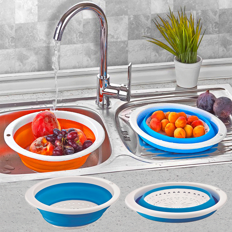 Katlanabilir Akordiyon Yuvarlak Süzgeç Dekoratif Kap Asorti