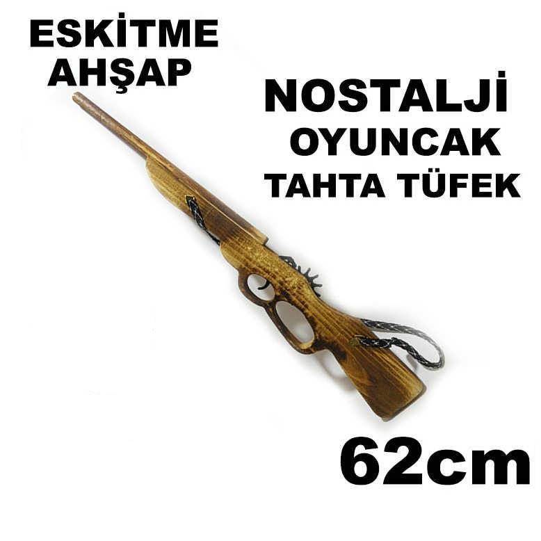 ESKİTME AHŞAP 62cm NOSTALJİ OYUNCAK TAHTA TÜFEK